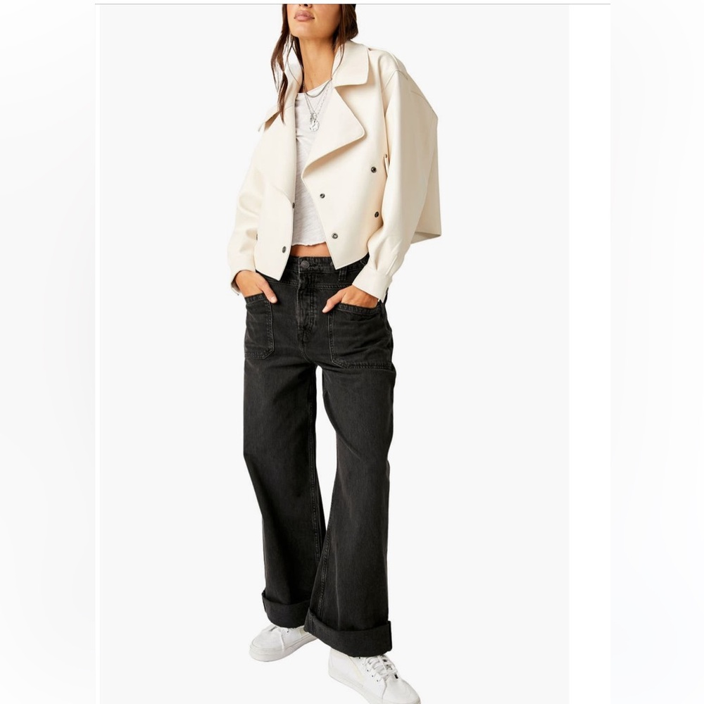 NWT Free People We the Free Palmer cuffed jeans in outer space - 31 - Picture 9 of 11